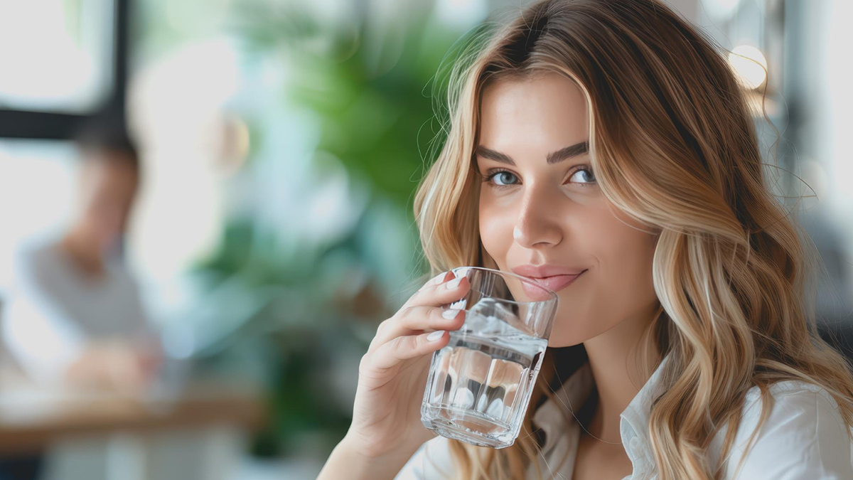 Women drinking a glass of water