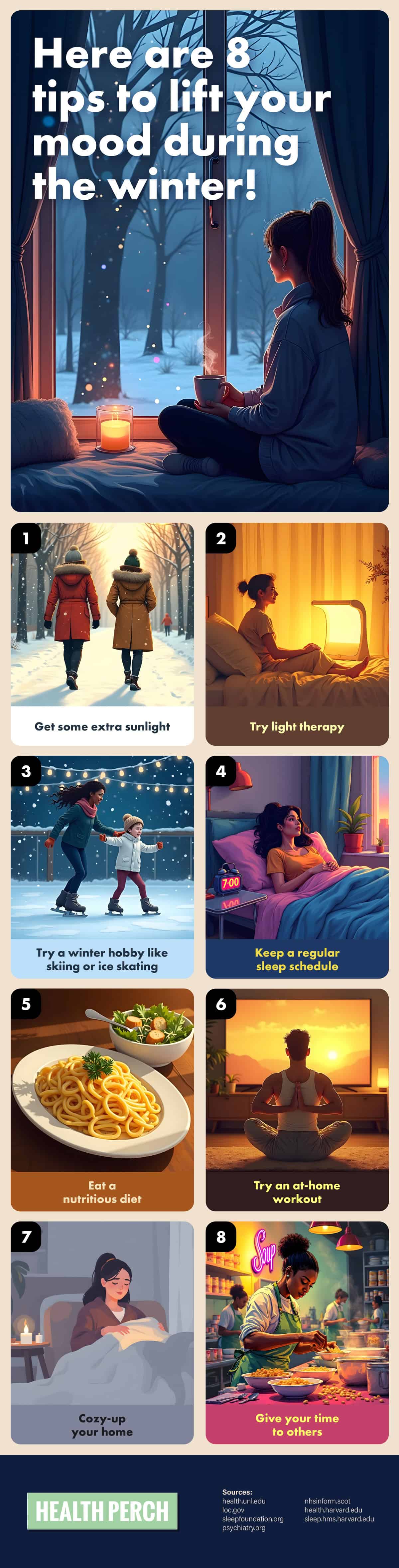 Keep Your Mood Lifted During Cold, Dark Winter Hours Infographic