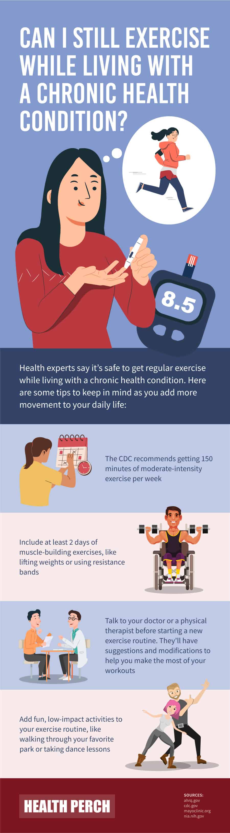 exercise with chronic health condition infographic