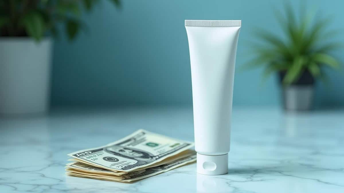 Ointment tube along with 100 USD bills