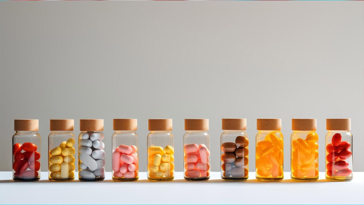 Various pill bottles on counter