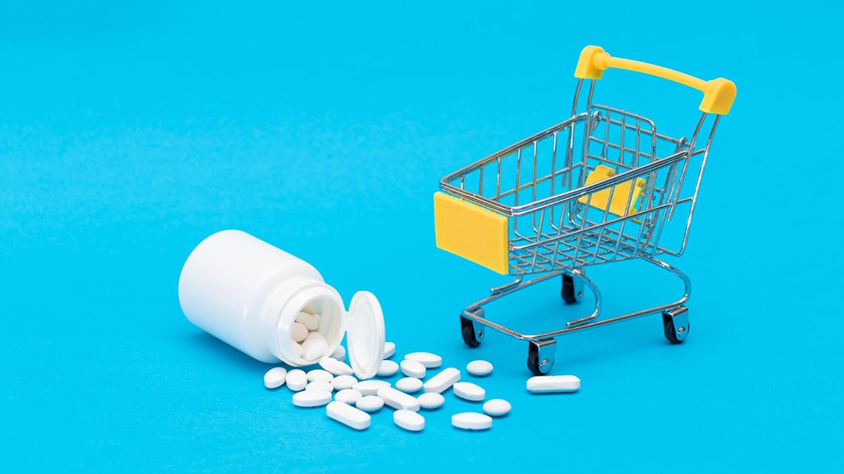 Medicine bottle and shopping cart