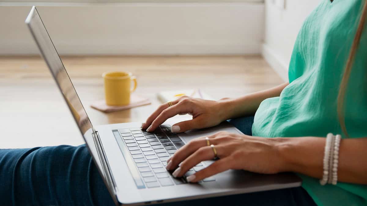 Women surfing the web on her laptop