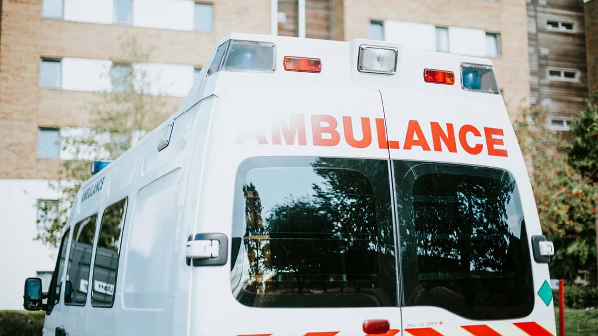 Ambulance outside hospital building